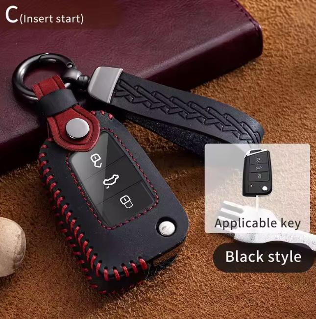 Кожаный чехол-книжка для складного ключа автомобиля для VW Volkswagen Golf 7 MK7 Tiguan MK2 для SEAT Ateca Leon FR 2 Ibiza для Skoda Octavia A7
