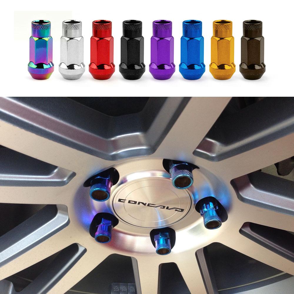 RASTP-20pcs/set Universal Steel Racing Lug Nut V48 Auto Steel Acorn Rim Extended Open End Wheel Lug Nuts M12X1.5/1.25 RS-LN031