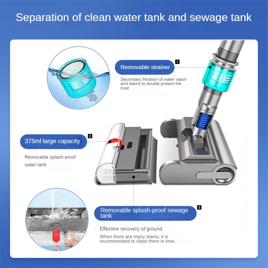 Electric Wet Dry Mopping Head for Dyson V7 V8 V10 V11 V15 Vacuum Cleaner, Automatic Cleaning Roller Brush for Hard Floor