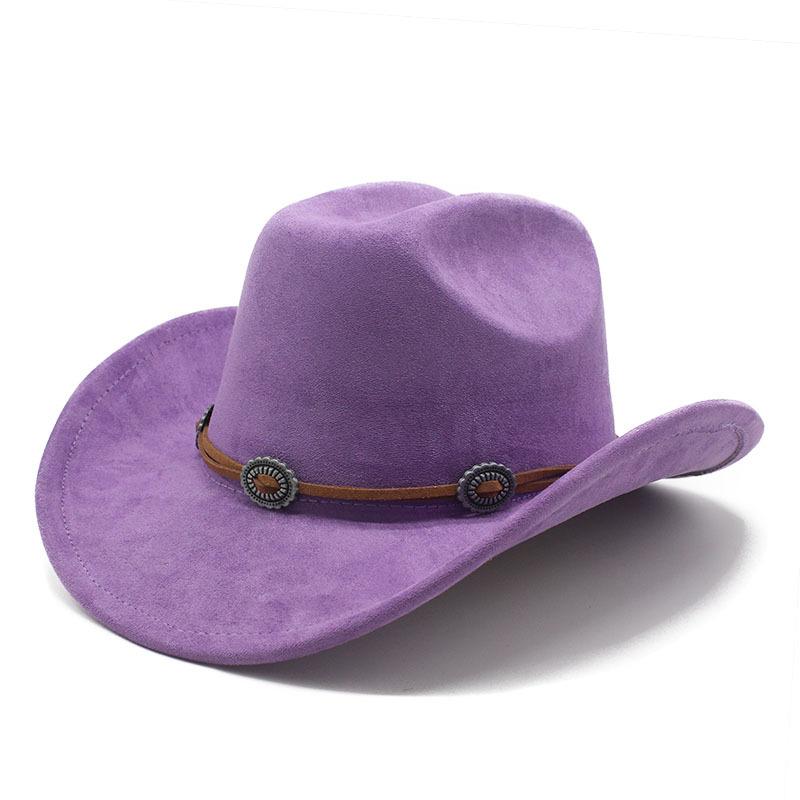 Ethnic Style Suede Western Cowboy Hat Woolen Jazz Top Hat Men And Women'S Ethnic Style Autumn And Winter Felt Hat Big Eaves Hat