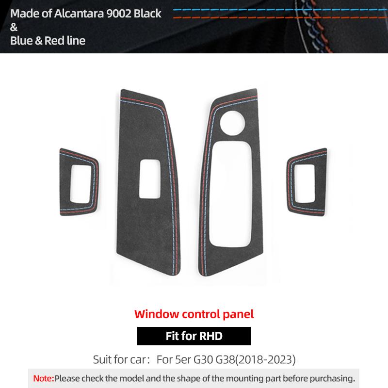 For BMW G38 G30 Series 5 Made of Alcantara Window Switch Lifter Button Panel Trim Performance Sticker Car Interior Accessories