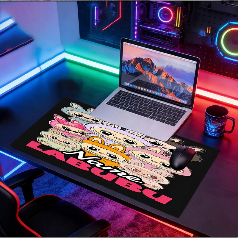 Custom Name Personalized Labubu Pattern Mousepad, Laptop PC Desk Mat, Decorative Desk Mat for Home Keyboard Pad Gift