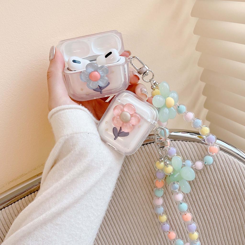 Ins Bracelet 3d Flower Wireless Bluetooth Earphone Case For Apple Airpods 1 2 Pro 2nd 3 Cartoon Headset Charging Box Capa