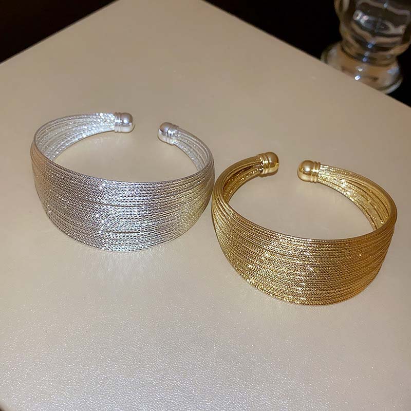 Преувеличенный металлический многослойный браслет-манжета с открытым концом для женщин, винтажный золотистый цвет, геометрический регулируемый браслет-шарм, ювелирное изделие