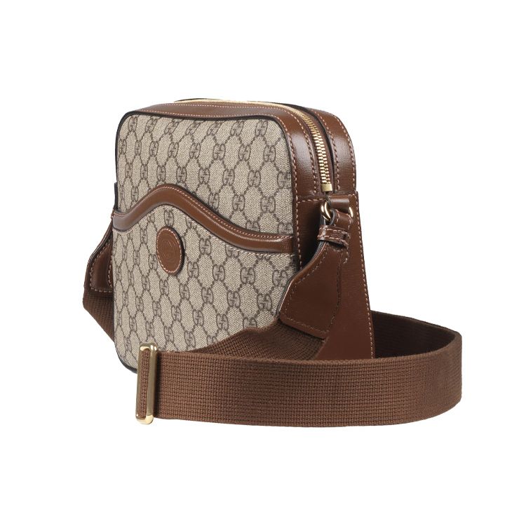 Gucci Сумка через плечо GG Supreme из канваса с кожаной отделкой, в ретро-стиле, для камеры, унисекс, для повседневного использования