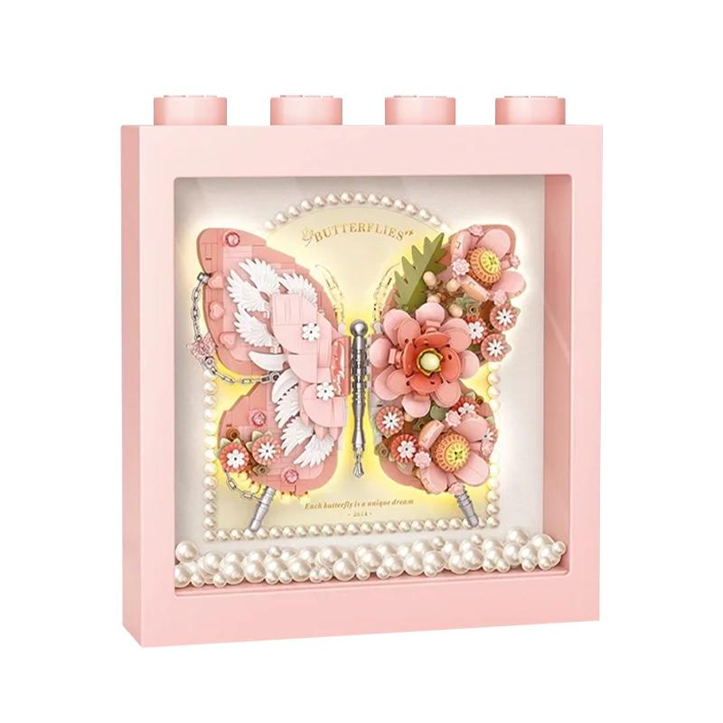 Loz Butterfly Building Block Photo Frame Assembly Romantic and Creative Fantasy Decoration Girl Valentine's Day Gift NO BOX