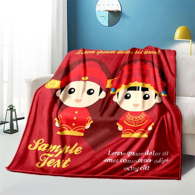 Китайское свадебное плюшевое покрывало с героями мультфильмов, тонкие одеяла для пикника, современное фланелевое одеяло Gedruckt Bettdecke Geschenk