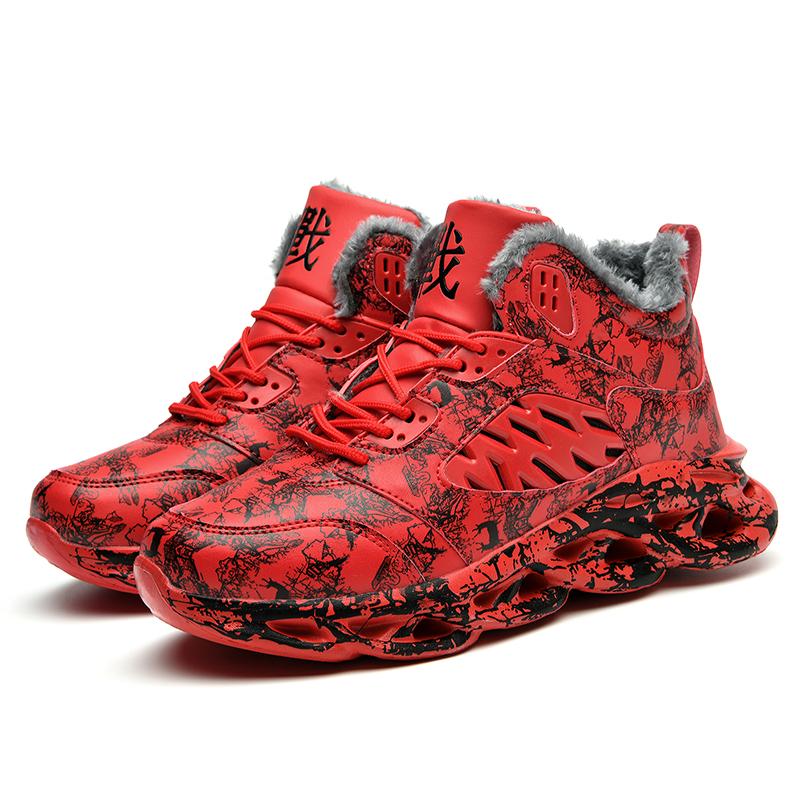 TUINANLE Мужские зимние ботинки с принтом граффити, зимние плюшевые теплые кроссовки на платформе, нескользящие, мужская спортивная обувь