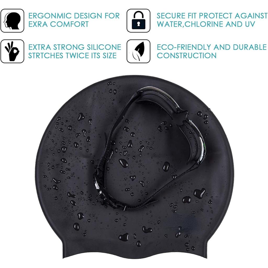 Swimming Cap For Women And Men, Cap For Very Long Thick Curly Hair&Dreadlocks Weaves Braids Afros Silicone Keep Your Hair Dry