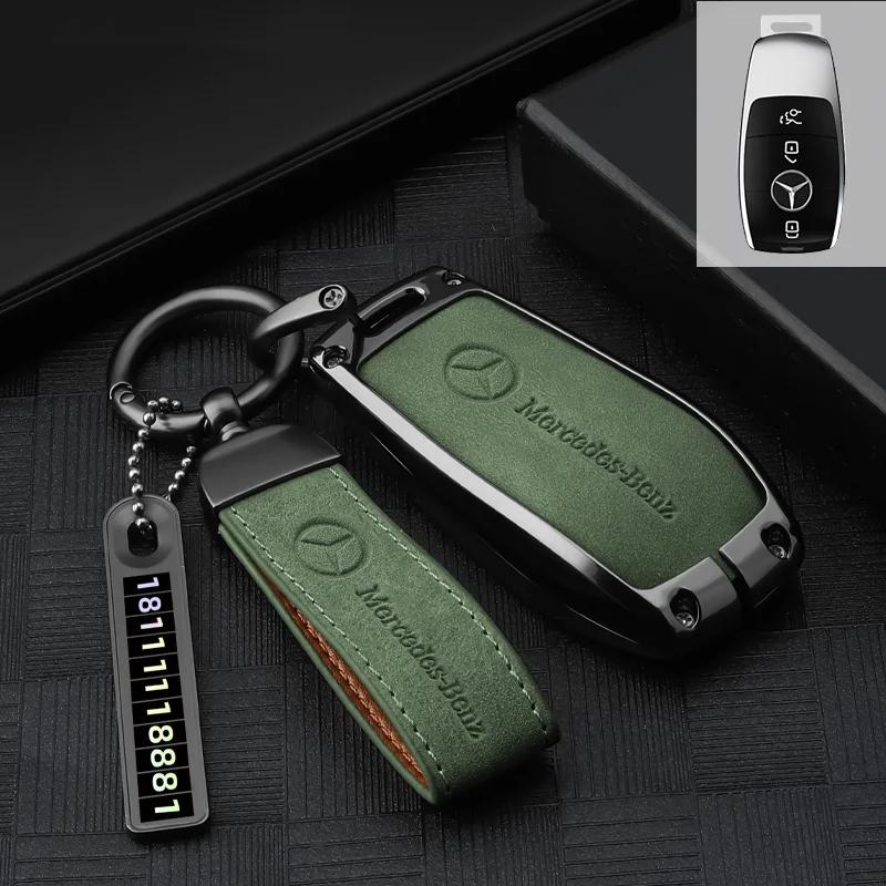 FIQ4 2025 New Suede Car Remote Key Case Fob Cover Shell For Mercedes Benz A C E S G Class GLC CLE CLA GLB GLS W177 W205 W213 W222 X16