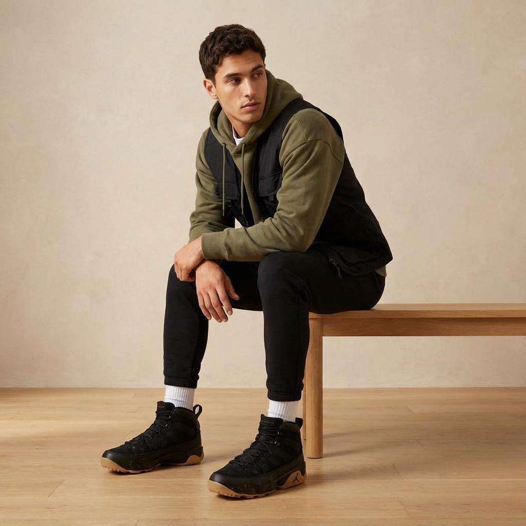 Air Jordan 9 Retro Boot NRG Черный Резина Мужские Кроссовки Резина-Светло-Коричневый AR4491-025