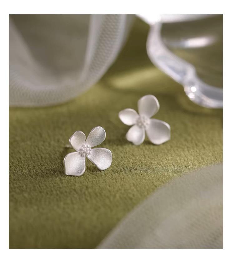 Серьги-пусеты из стерлингового серебра 999 пробы в виде неправильных цветов для женщин - Милые серьги на винтах в сладком стиле