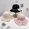 Women's Hat Summer Beach Tourism Vacation Pearl Bow Straw Hat Sunscreen Sun Hat Elegant Sunshade Hat