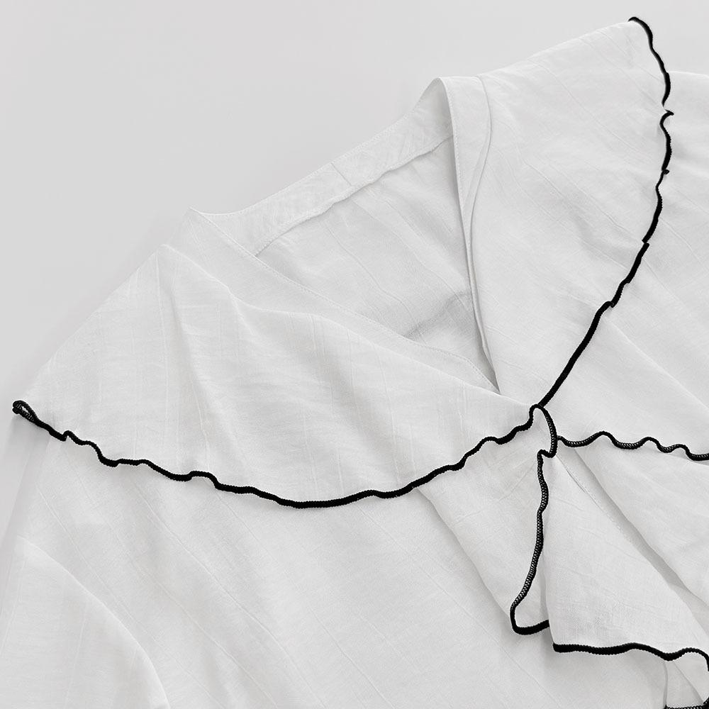 Новый Весенне-Осенний Женский Простой Модный Повседневный Кардиган Топ Цветной Блок Многослойная Рубашка с Рюшами