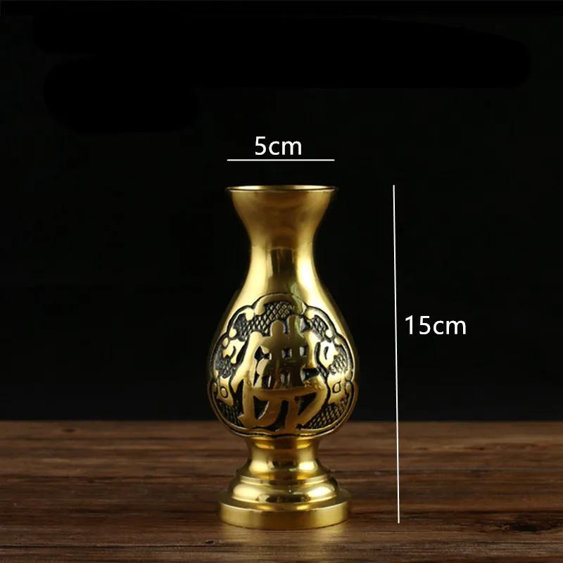 Antique Copper Vases Decoration Buddhism Holy Water Bottle Home Feng Shui Vase Ornaments Buddha Hall Worship Supplies Crafts
