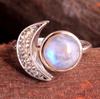 Moonstone Ring, Crescent Moon Ring, Women Jewelry, 925 Sterling Silver Ring