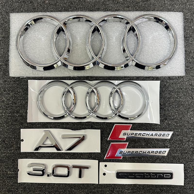 ABS letter sticker tt A7 front and rear four-ring logo 2012-2018 Quattro 3.0T logo supercharged combined modification Black