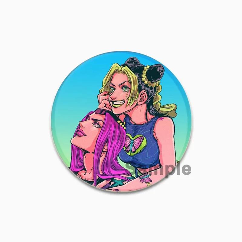 32/44/58 мм JoJo's Bizarre Adventure Значок для рюкзаков Круглые пластиковые эмалированные значки и броши Креативный значок в виде мультяшной фигурки Подарки