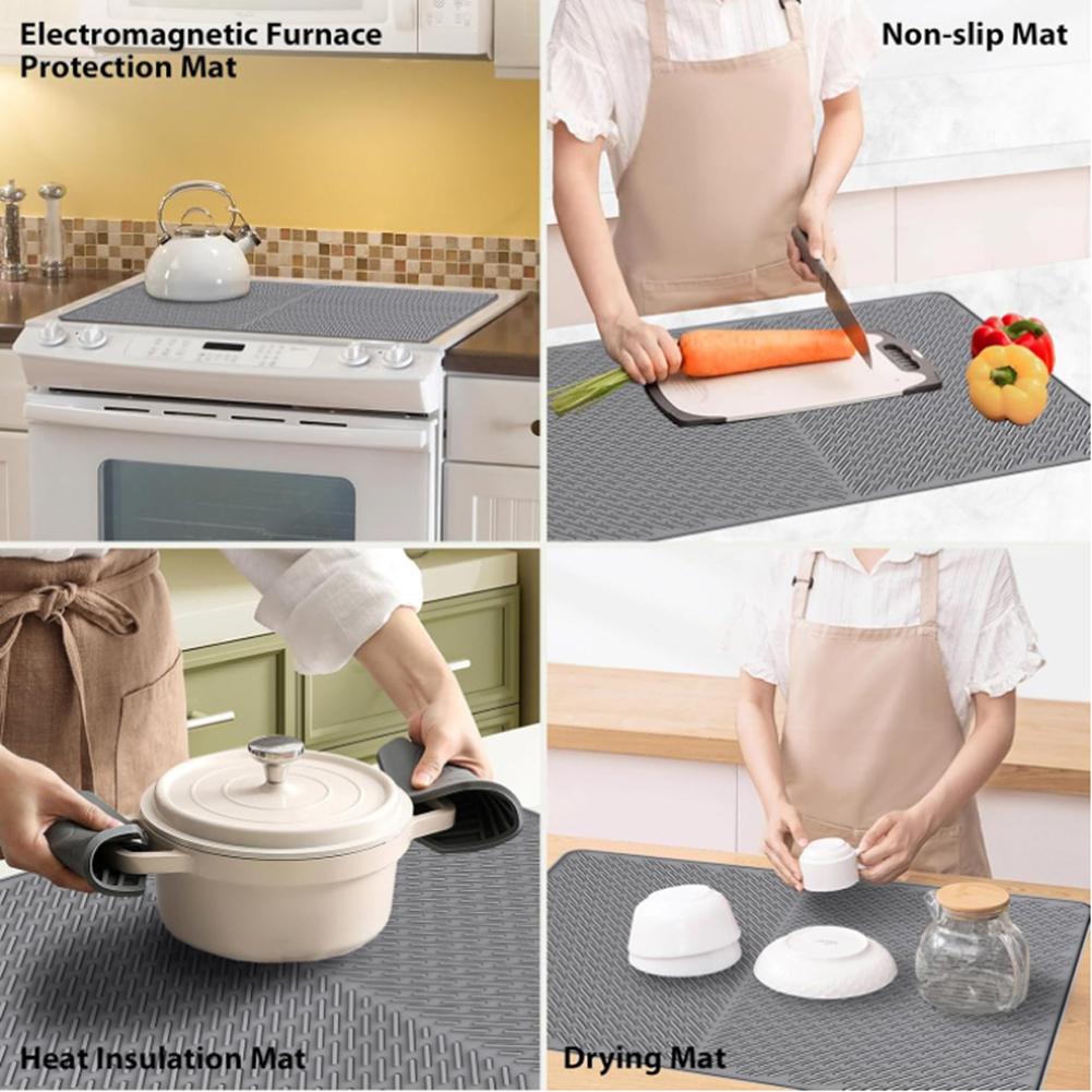 Silicone Stove Mat Silicone Glass Top Stove Cover Protector Mats Kitchen Drying Mat Anti Scalding Silicone Mat Cooking Tools