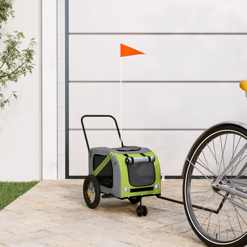 Bicycle Trailer for Dogs Green and Black Oxford Fabric & Iron