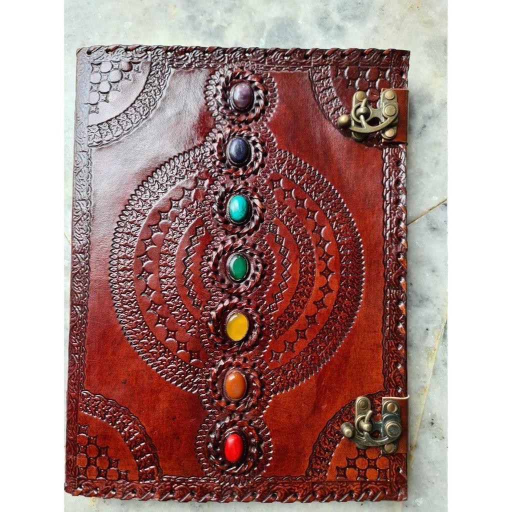 Handmade Leather Journal Spell Book of Shadows Leather Gift Grimoire Journal Leather Notebook Recipe Book Chakra Notebook Christmas Gift