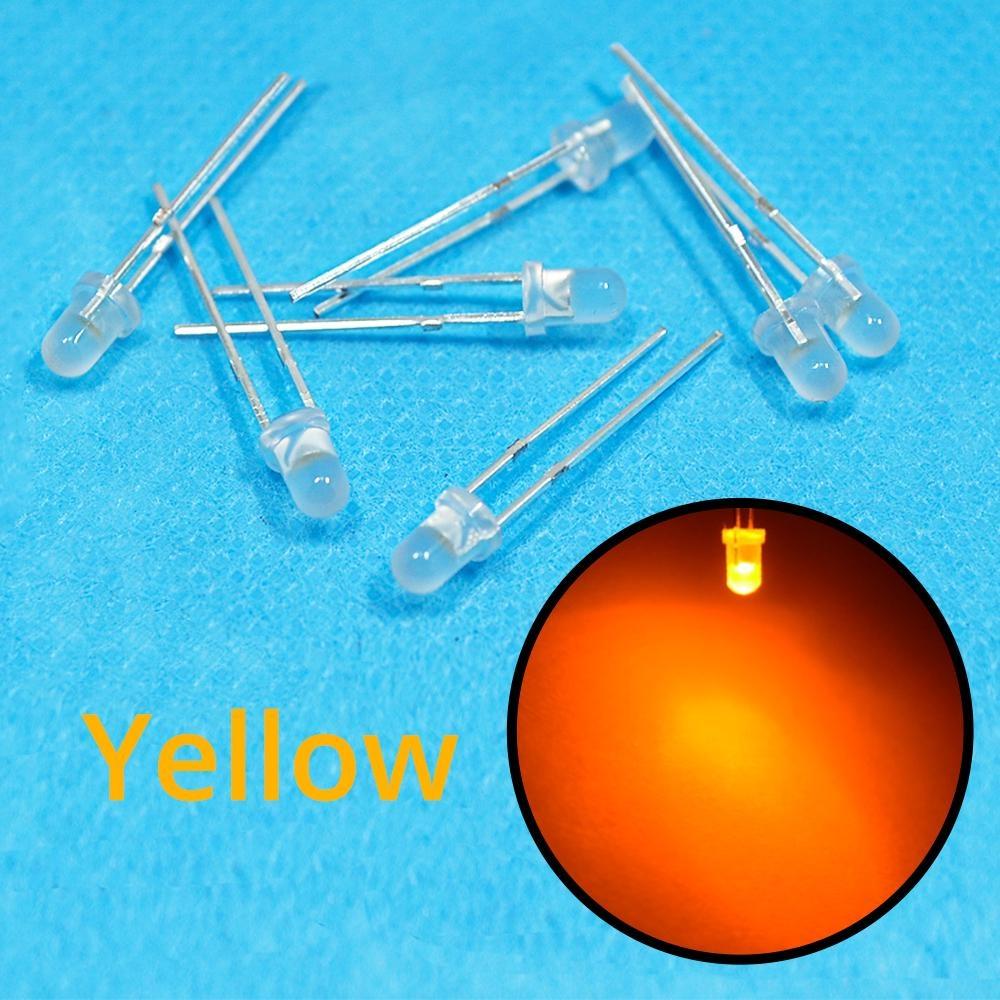 100 шт., белый, красный, синий, желтый, зеленый, 3 мм, рассеянный круглый светодиодный комплект, супер яркий свет, излучающий 6000-6500k, диодная лампа