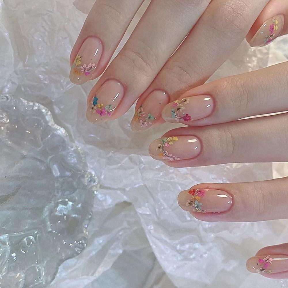 24pcs Colorful Spring Flower Nail Stickers Set 3D Nail Art Stickers Self-Adhesive Butterfly Blossom Patterns Manicure Decals