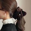 Oar Drop Wide Velvet Cameo Scrunchie [Brown]