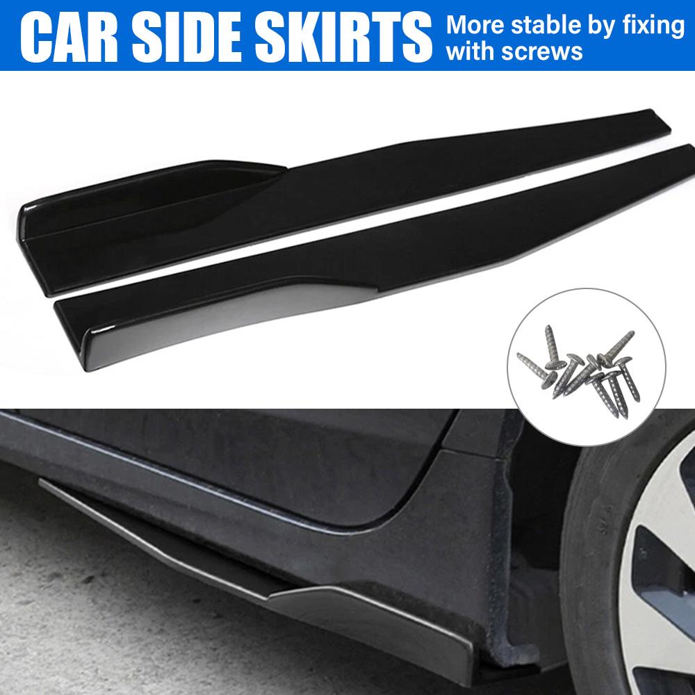 Universal 2PCS Car Side Skirts Lip Kits Glossy Black ABS Blade Style Spoiler Lip Kits for Sedan Coupe Hatchback Exterior Styling
