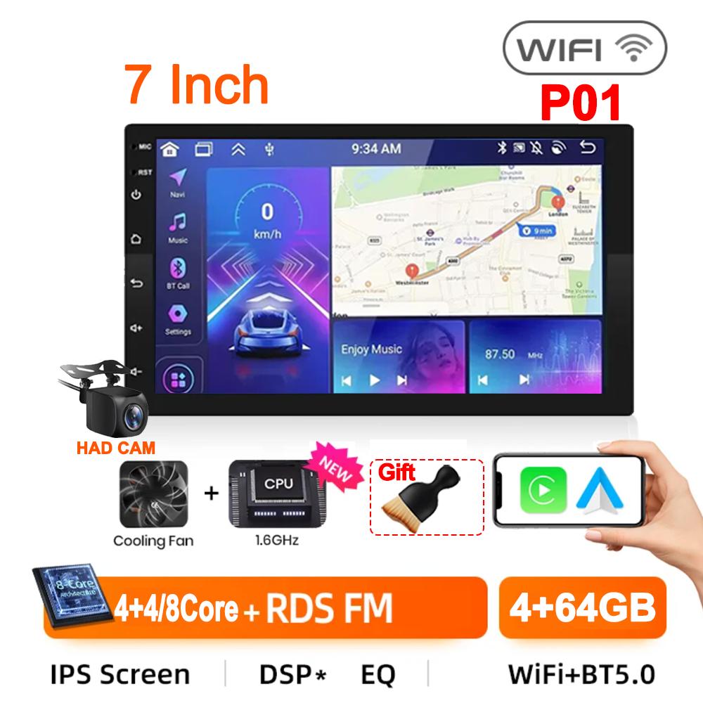 Universal 2Din Car Radio 7"/9"/10"Android 13 Autoradio 4/8Core Wireless Carpaly Multimedia Player GPS For Hyundai Nissan Toyota