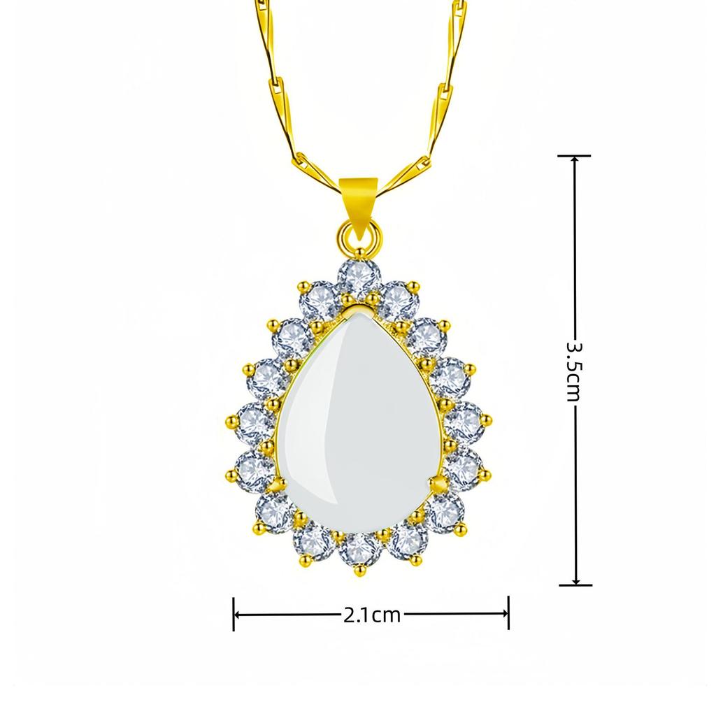 Подвеска Yi Hua Лепесток Зеленый Нефрит и Халцедон Ожерелье на Ключицу