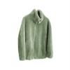 Double Face Coral Fleece Jacket Winter Plush Lined Thick Cardigan Warm High Neck Zip Hoodie Women Fleece Top