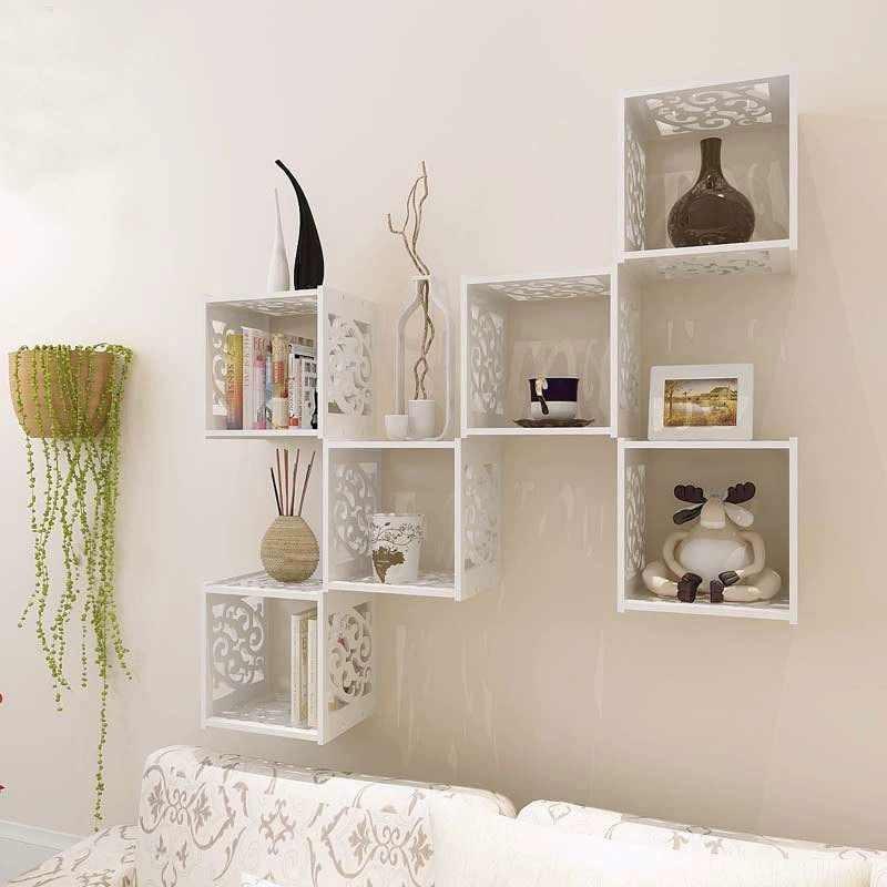 Shelf Storage Creative Wall Mounted Grid Rack Bedroom Nightstand Decorative