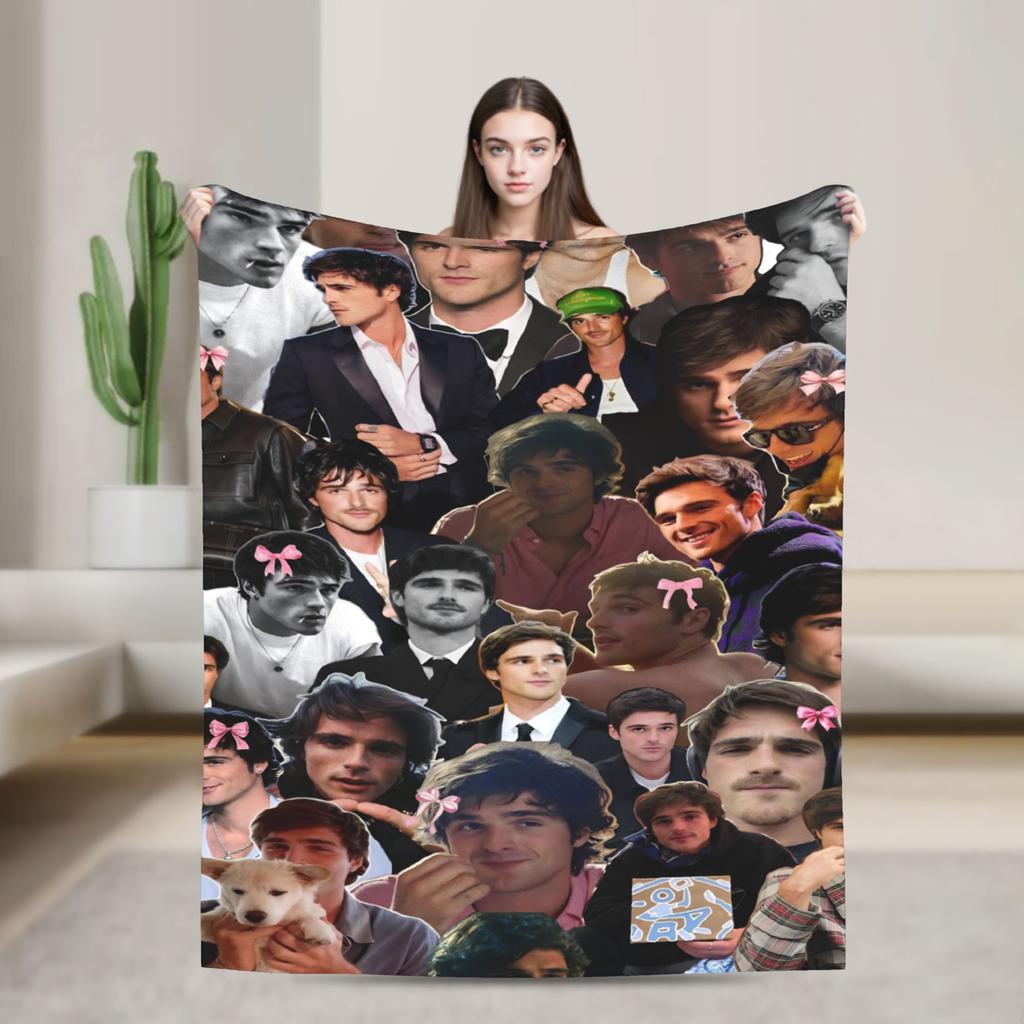 Jacob Elordi Actor Photo Collage Soft Warm Blankets Office Plush Throw Blanket Home Decor Flannel Bedspread Sofa Bed Cover