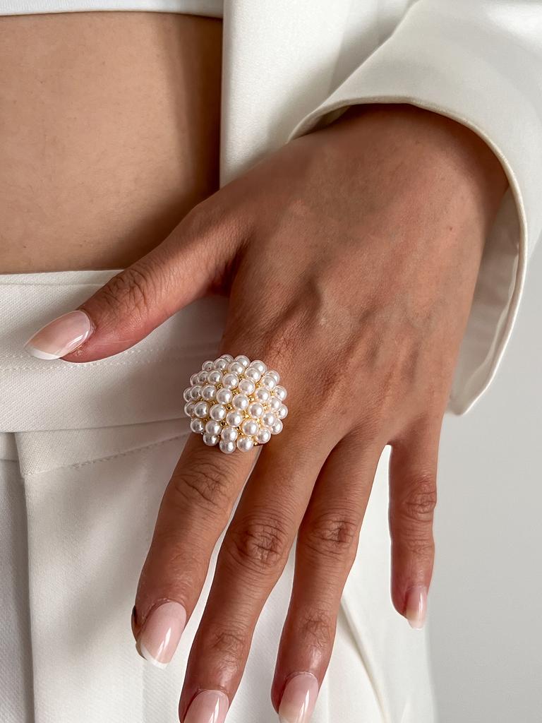 SHIXIN Creative Design Gold Color Large Flower Open Ring for Women Exaggerated Geometric Chunky Adjustable Ring New Year Jewelry