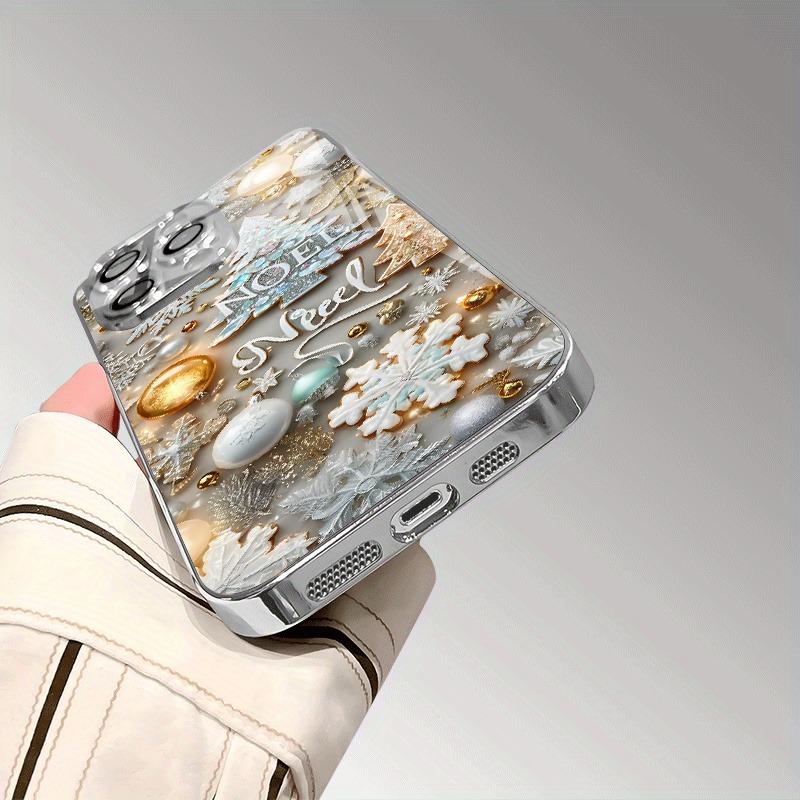 Чехол для телефона из закаленного стекла с гальваническим покрытием и рождественским принтом для iPhone 11 12 13 14 15 16 17 Pro Max Plus 16E 17 Air Cover