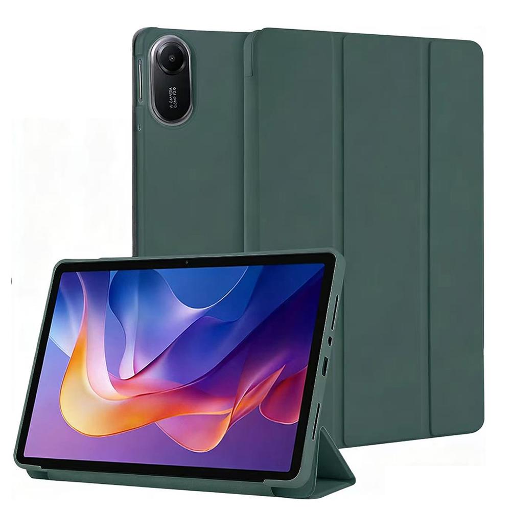 For Xiaomi Redmi Pad 2 11 Inch 2025, Silicone Tablet Case Ultra Thin Trifold Stand PU Leather Protective Cover, Auto Sleep Wake