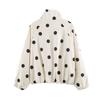 ZA Womens 2026 Fashion Long Sleeve Loose Polka Dot Bomber Jacket