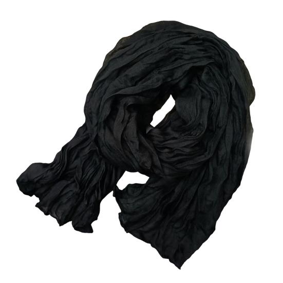 Women Scarf Solid Color Pleated Long Scarf Retro Autumn Winter Warm Long Scarf Soft Vintage Inspired Scarf