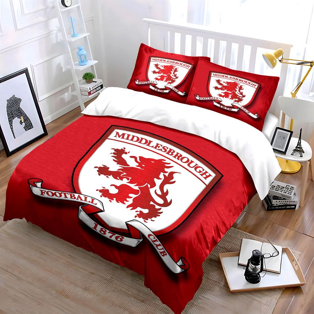 Middlesbrough FC Red Bedding Set Bedding Duvet Cover Set Duvet Cover Pillowcases (1 * Duvet Cover 2 * Pillowcases, without duvet insert)
