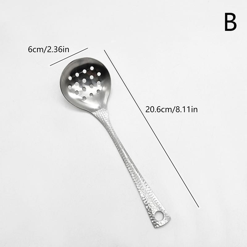 Дуршлаг из нержавеющей стали с длинной ручкой, скиммер, глубокая сервировочная ложка для супа, кухонные аксессуары, домашние столовые приборы, ложка с круглой головкой