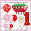 Набор алюминиевых шаров «Клубничка» для годовалого ребенка, оформление сцены шарами «С днем рождения», принадлежности для вечеринки «Маленькая ромашка»