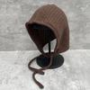 Autumn wool hollow knitted hat women's versatile face small wool hat princess hat warm lace-up ear hat