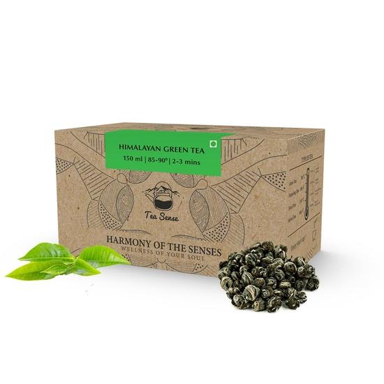 TEA SENSE Himalayan Green Tea | 15 Pc | Pyramid Tea Bags In Sealed Pouches | Sweet Aftertaste | Can Be Rebrewed