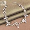 925 Sterling Silver Five Butterfly Chain Bracelet Fashionable Wedding Jewelry