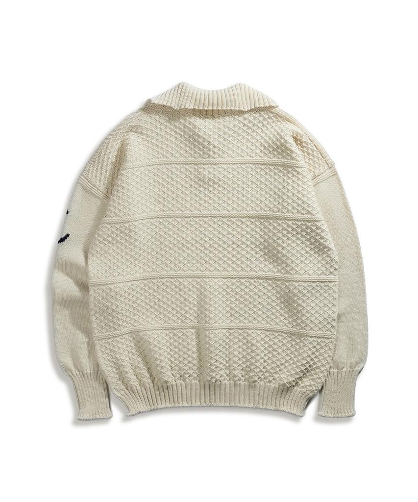 Geonjiulleunseu Aran Half Button Sweater - Aran
