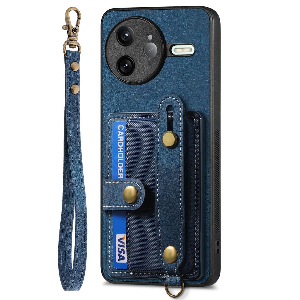 For Xiaomi Poco F7 Ultra 5G/Xiaomi Redmi K80 Pro 5G Retro PU Leather Back Cover with Card Holder and Wristband Kickstand