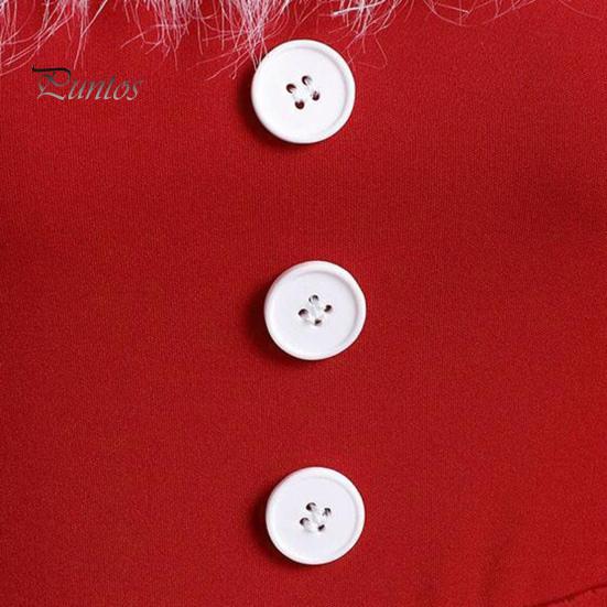 Рождественское платье для выступлений, пышное, с квадратным вырезом, однотонное, трапециевидное, с неровным подолом, декором из пуговиц, праздничное сценическое шоу, костюм Санты для косплея, новогодняя вечеринка