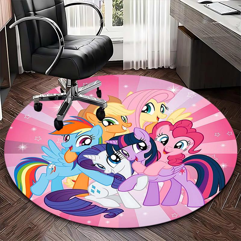 1 шт. Коврик круглый My Little Pony Дружба — это волшебство, Дизайн с персонажами аниме-мультфильма, Коврик под офисное кресло, Нескользящий ковер для декора дома, Гостиной, Спальни
