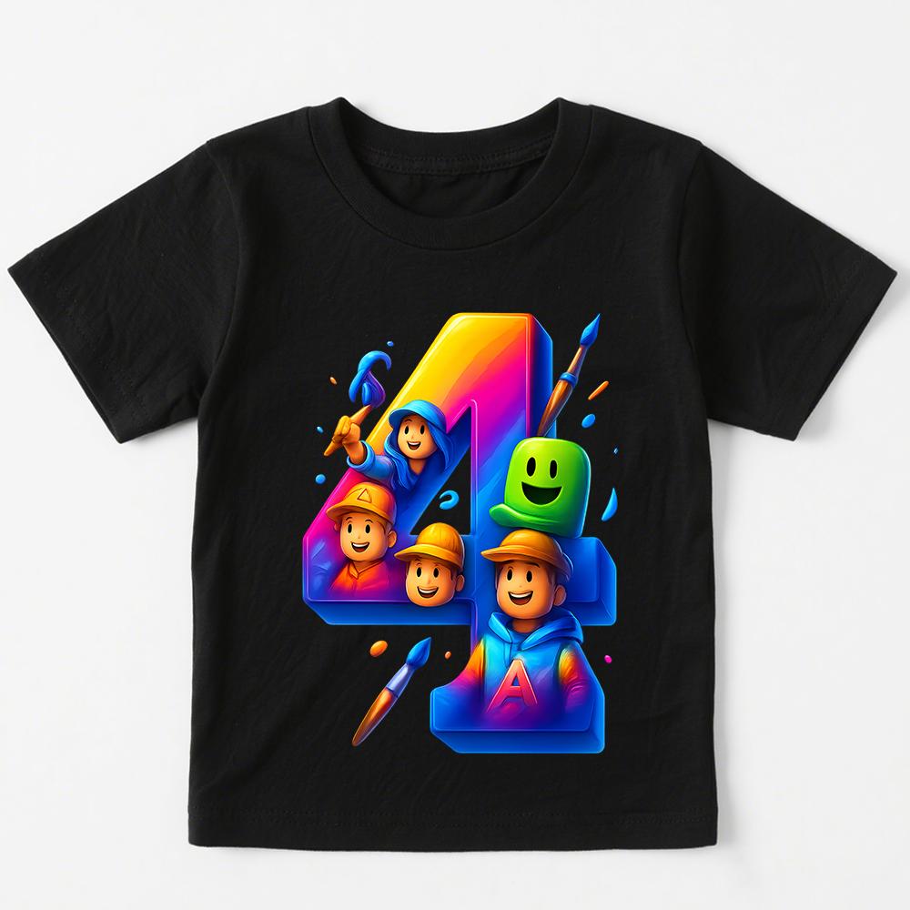 Модные футболки с принтом Roblox для мальчиков и девочек, футболка на день рождения, детская футболка от 1 до 9 лет, повседневные футболки с коротким рукавом, топ, детская одежда